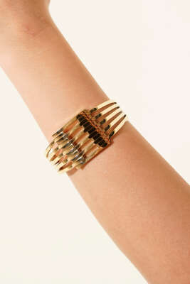 Beş Şeritli Kelepçe Gold - DEMİR BİJUTERİ