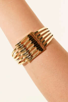 Beş Şeritli Kelepçe Gold - Bileklik