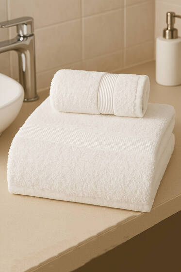 Betüş Banyo Havlu 2'li Takım Ekru - HAVLU TAKIMLARI