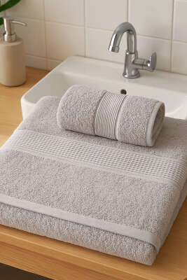 Betüş Banyo Havlu 2'li Takım Gri - MAHİR HAVLU