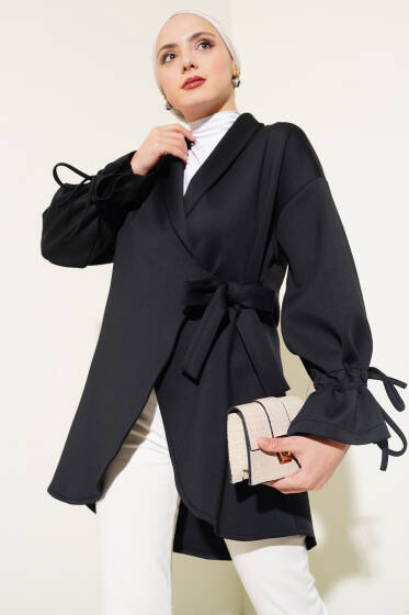 Bileği Bağlamalı Scuba Ceket Siyah - Ceket