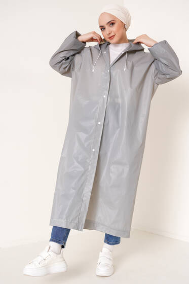 Bileği Lastikli Yağmurluk Gri - Kadın Yağmurluk
