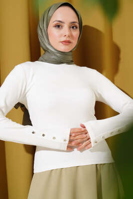 Bileği Metal Düğmeli Body Ekru - SAS