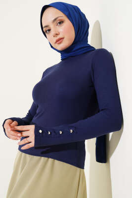 Bileği Metal Düğmeli Body Lacivert - Yılın Fırsatı