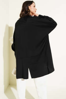 Bileği Ribanalı Oversize Gömlek Siyah - 700-1000 TL Ürünler