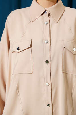 Bileği Ribanalı Oversize Gömlek Taş - 700-1000 TL Ürünler
