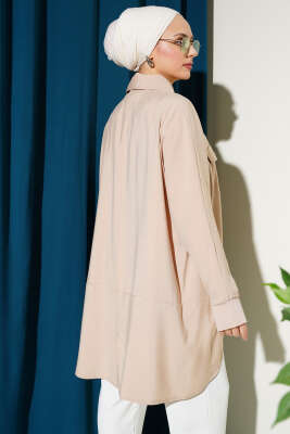 Bileği Ribanalı Oversize Gömlek Taş - 700-1000 TL Ürünler