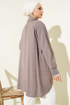 Bileği Ribanalı Oversize Gömlek Vizon - 700-1000 TL Ürünler