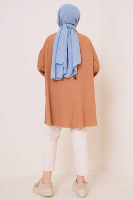 Bilek Bağlamalı Bürümcük Gömlek Camel - Gömlek