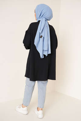 Bilek Bağlamalı Bürümcük Gömlek Siyah - Gömlek