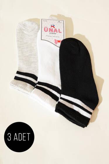 Bilek Çizgili Üçlü Çorap Asorti 1 - Kadın Çorap