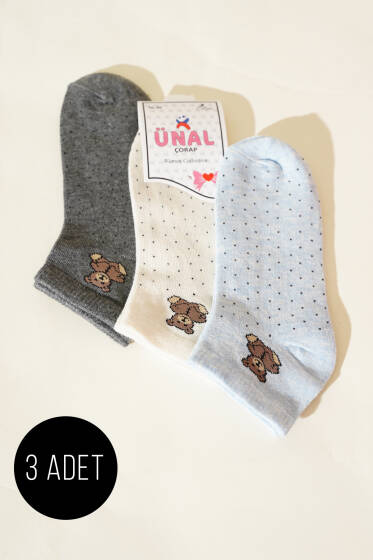 Bilek Çizgili Üçlü Çorap Asorti 2 - Kadın Çorap