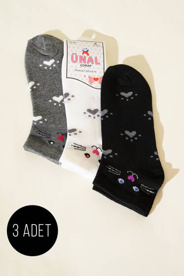 Bilek Çizgili Üçlü Çorap Asorti 3 - Kadın Çorap