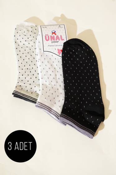 Bilek Çizgili Üçlü Çorap Asorti 4 - Kadın Çorap