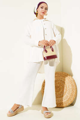 Bilek Düğmeli Basic Gömlek Ekru - 300-500 TL Ürünler