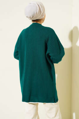 Bilek Düğmeli Fitilli Triko Tunik Nefti - Tunik