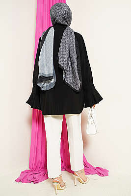 Bilek Fırfırlı Salaş Modal Gömlek Siyah - Gömlek