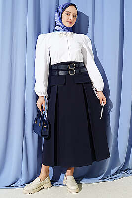 Bilek İpli Balon Kol Kısa Gömlek Beyaz - Gömlek