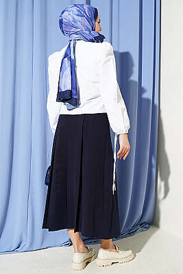 Bilek İpli Balon Kol Kısa Gömlek Beyaz - Gömlek