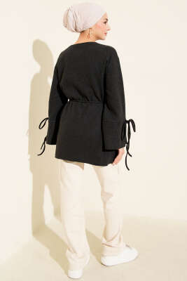 Bilek İpli Fitilli Kaşe Tunik Antrasit - Tunik