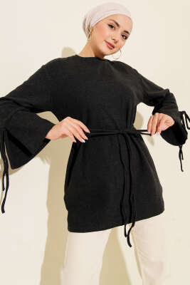Bilek İpli Fitilli Kaşe Tunik Antrasit 