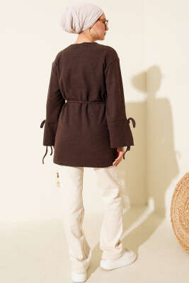 Bilek İpli Fitilli Kaşe Tunik Kahve - Yılın Fırsatı