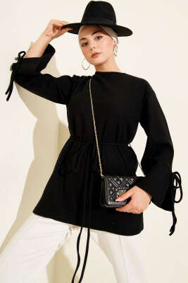 Bilek İpli Fitilli Kaşe Tunik Siyah - SAS