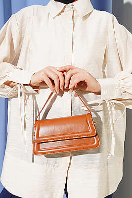 Bilek İpli Pile Detaylı Oversize Gömlek Ekru - Gömlek