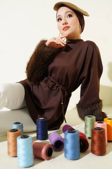 Bilek Kürklü Scuba Tunik Kahve - Günün Seçilenleri