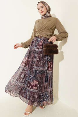 Bilek Lastikli Çapraz Büzgülü Bluz Vizon - Bluz