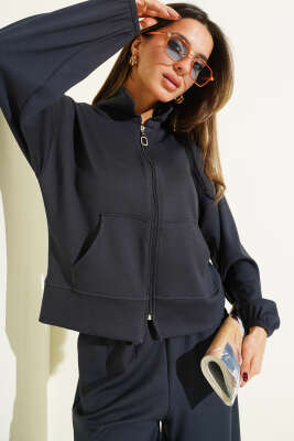 Bilek Lastikli Cepli Salaş Loyşa İkili Takım Füme - Kadın Giyim Modelleri