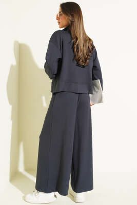 Bilek Lastikli Cepli Salaş Loyşa İkili Takım Füme - Kadın Giyim Modelleri