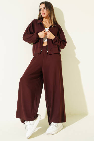 Bilek Lastikli Cepli Salaş Loyşa İkili Takım Kahve - Kadın Giyim Modelleri