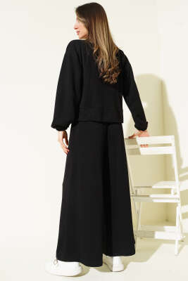 Bilek Lastikli Cepli Salaş Loyşa İkili Takım Siyah - Kadın Giyim Modelleri