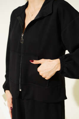 Bilek Lastikli Cepli Salaş Loyşa İkili Takım Siyah - Kadın Giyim Modelleri