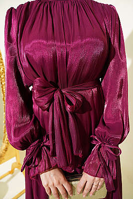 Bilek Lastikli Etekli Abiye İkili Takım Bordo - İkili Takım