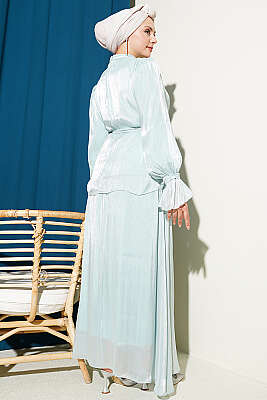 Bilek Lastikli Etekli Abiye İkili Takım Mint - İkili Takım