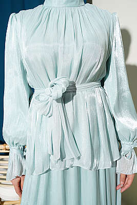 Bilek Lastikli Etekli Abiye İkili Takım Mint - İkili Takım