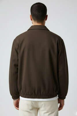 Bilek Lastikli Fermuarlı Erkek Ceket Kahve - Erkek Ceket