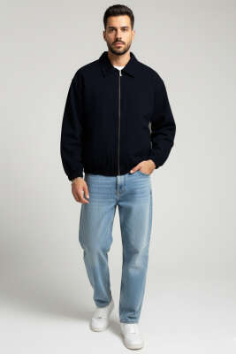 Bilek Lastikli Fermuarlı Erkek Ceket Siyah - DİGA