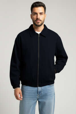 Bilek Lastikli Fermuarlı Erkek Ceket Siyah - Erkek Ceket