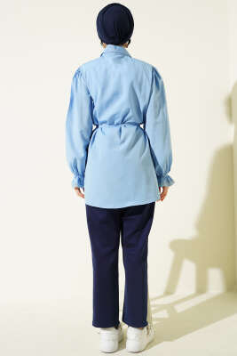 Bilek Lastikli Güpür Detaylı Gömlek Bebe Mavi - Yılın Fırsatı