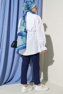 Bilek Lastikli Güpür Detaylı Gömlek Beyaz - Yılın Fırsatı