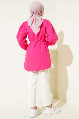 Bilek Lastikli Güpür Detaylı Gömlek Fuşya - Yılın Fırsatı