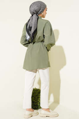 Bilek Lastikli Güpür Detaylı Gömlek Haki - Yılın Fırsatı