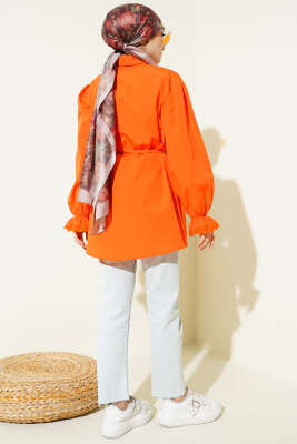 Bilek Lastikli Güpür Detaylı Gömlek Oranj - Gömlek