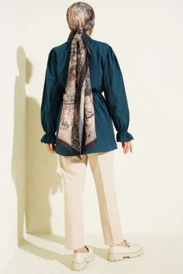 Bilek Lastikli Güpür Detaylı Gömlek Zümrüt - Yılın Fırsatı