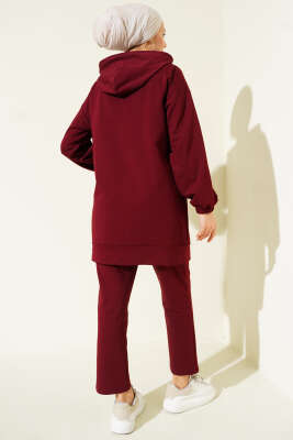 Bilek Lastikli Kapüşonlu İkili Takım Bordo - 500-700 TL Ürünler