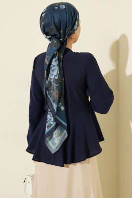 Bilek Lastikli Önü Bağlamalı Gömlek Lacivert - Gömlek