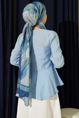 Bilek Lastikli Önü Bağlamalı Gömlek Mavi - Gömlek